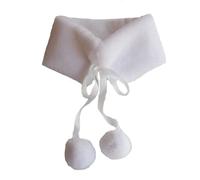 Yurosiay Damen Kunstfell Schal Winter Wärmer Faux Pelz Schal Flauschig Künstlicher Kaninchenfell Schal Mit Bommel Kunstpelz Kragen Weich Plüschschal Kunstpelz Schal für Mädchen 50×10cm Weiße