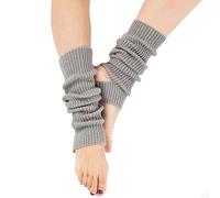 Yurosiay Gestrickte Ballett Stulpen 43cm Tanzstulpen Mädchen Damen Winter Warm Beinstulpen Strick Mit Fersenloch Weich Legwarmer Beinwarmer Stulpen für Yoga Ballett Tanz Fitness Hellgrau