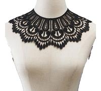 Yurosiay Stickerei Spitzenkragen Falscher Kragen Spitze Elegant Häkelspitze Kragen Einsatzkragen Spitze Blumen Bestickte Spitze Kragen Applikation Spitzenkragen zum Aufnähen Schwarz 5#