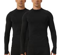 YUSHOW 2er Pack Thermoshirt Herren Langarm Winter Funktionsunterwäsche Thermo Unterhemd mit Halbem Rollkragen Thumbhole Thermounterwäsche Warm Oberteil Unterwäsche Männer