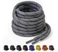 Yusimu Grau/Schwarz Runde Schnürsenkel, Ø4.5 mm Dicke, Reißfeste Ersatzschnürsenkel für Arbeitsschuhe, Wanderschuhe & Stiefel, inklusive Shoe Boot Laces, Lang 180cm - 2 Paare