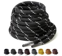 Yusimu Schwarze/Weiße Runde Schnürsenkel, Ø4.5 mm Dicke, Reißfeste Ersatzschnürsenkel für Arbeitsschuhe, Wanderschuhe & Stiefel, inklusive Shoe Boot Laces, Lang 160cm - 2 Paare