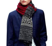 Yuson Girl Herren Winterschal Weiche Warm Gestreift Muster Schal Classic Elegant Wrap Knit Lang Schal Herbst Winter(Rot)