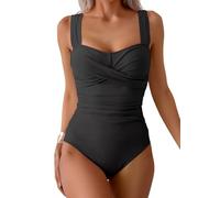 Yutdeng Badeanzug Damen Bauchweg Push Up Gepolstert Breitere Träger Verstellbare Seitliche Raffung Shape Bauch Weg Badeanzug Damen Große Größen Schwimmanzug Bathing Suit Women Swimsuit,Schwarz,S