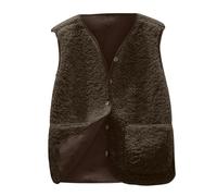 Yutdeng Fleece Weste Damen Fleeceweste Warm Westen Herbst Winter Casual Plüschweste Leicht Einfarbig Thermoweste Weich Damenweste Plüsch Jacke Ärmellos Herbstmantel mit Knöpfen Softshell Weste Outdoor