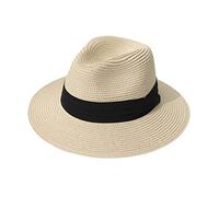 Yutdeng Strohhut Damen Strandhut Panamahüte für Herren Sommer Sonnenhut Faltbar Verstellbar Sonnenhüte Breite Krempe Sonnenschutz Sommerhut Stroh Mütze für Urlaub Strand, Beige