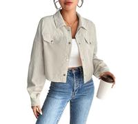 YUTILA Damen Cordjacke - Kurz Corduroy Jacke mit Knopfleiste, Langarm, Freizeit Übergangsjacke