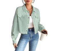 YUTILA Damen Cordjacke - Kurz Corduroy Jacke mit Knopfleiste, Langarm, Freizeit Übergangsjacke