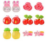 YUTOU 6 Paar Clip Ohrringe für Mädchen Ohrclips für Mädchen Niedliches Ohrclips Set Prinzessin Klipp Ohrring Set Keine Durchbohrten Prinzessin Ohrringe Clipohrringe für Kinder Mädchen