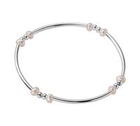 YUUKI Armband Damen Silber,Vintage 925 Silber Armband Für Frauen Perle Biegung Silber Perlen Silber Armband Armreif Mit Silberkette Glücksschmuck Für Frauen
