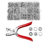 YUUTIAL Druckknopf Set mit Zange 200 Sets, 9,5 mm Rostfrei Silber Metall Druckknöpfe Ohne Nähen für Nähen Handwerk Kleidung Reparaturen DIY Kleidung