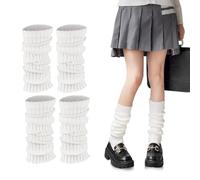 YUWJOOWEE 2Paar Beinwärmer für Damen, Modische Strick-Beinwärmer-Socken im 80er, 90er Jahre-Stil Stulpen für Damen, Stulpen Schwarz Beinwärmer für Partys, Ballett, Tanzen und Sport (Weiß*2)