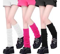 YUWJOOWEE 3 Paar Beinwärmer für Damen, Modische Strick-Beinwärmer-Socken im 80er, 90er Jahre-Stil Stulpen für Damen, Stulpen Beinwärmer für Partys, Ballett, Tanzen und Sport