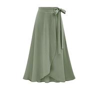 yuwqqoajv Midirock perfekt für einen Abend im romantischen Look. Schwarzer Stoffrock, Maxirock, Langer Rock. Röcke, Armeegrün,1, L