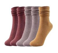 YUYANGDZI 5 Paar Warme Crew Wollsocken Damen, Thermo Stricksocken Damen 39-42 (Volltonfarbe D)