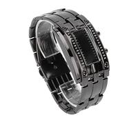 YUYTE Binäre Uhr, Matrix Blaue LED Digitaluhr, Stilvolle Armbanduhr mit Verschleißfestem Glasspiegel und Wasserdichten Eigenschaften, einzigartige und modische Konvexe Bogenstruktur (Schwarz)