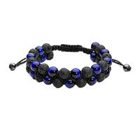 YUYTE Lavastein-Armband, Doppellagige 8-mm-Perlen für Unisex | Natürlicher Lavastein mit Poröser Textur, Holzperlen-Akzent, Verstellbarer Gleitknoten, Passend für Handgelenke mit Einem