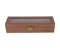 YUYTE Uhrenbox, Weich, Abnehmbar, 6 Fächer, Großes Fassungsvermögen, 6 Fächer, Holzbox mit Glasplatte Zur Aufbewahrung und Präsentation (6 Steckplätze)