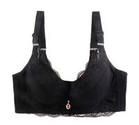 YUYUCH Floral Spitze Plus Größe Push-up-BH für Frauen Bügel weiche Polsterung jeden Tag Lift up Bras (75D,Schwarz 1)