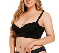 YUYUCH Formender Push-Up-BH für Damen, Bügel-BH mit voller Abdeckung, kaschierter Rücken, Dicker BH, Tiefe Körbchen, glättender T-Shirt-BH mit vollem Rücken für große Brüste