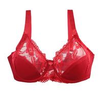 YUYUCH Frauen Push Up Spitze volle Abdeckung BH Minimizer Plus Größe ungefüttert Nicht gepolstert Bügel jeden Tag BH (80D,Rot)