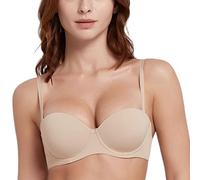 YUYUCH Klassischer T-Shirt-Push-Up-BH für Damen, Abnehmbarer Träger, glatter, Nahtloser, bügelloser BH, weicher, dick gepolsterter Multiway-BH