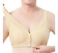 YUYUCH Spitzen-BHS ohne Bügel für Frauen BHS mit Frontverschluss für Senioren Plus Size BHS mit voller Abdeckung Drahtlose Baumwoll-BHS