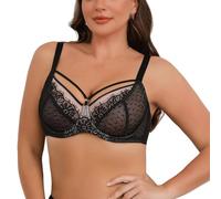 YUYUCH Wimpernspitze Plus Size BHS für Frauen Volle Abdeckung Bügel-BHS Minimizer Atmungsaktive Mesh-Spitze Ungefütterte BHS