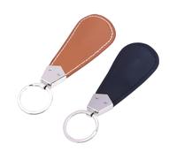 YUYUETIME 2 Stück Kleine Tragbare Schuhlöffel aus Leder mit Schlüsselring Multifunktional Leicht und Handlich für Reisen Zuhause und Büro Schonend zum Knöchel Praktisch für Schuharten