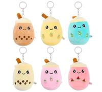 Yuzita 6er-Pack Satz von Bubble Tea Plüsch Schlüsselanhänger, Bubble Tea mit Schlüsselanhänger Plüsch Anhänger, Milch Tee Plüsch Dekoration Partei/Geschenk/Klassenzimmer