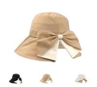 YWeiLiangSan Damen-Sonnenhut mit Schleife und breiter Krempe, faltbar, atmungsaktiv, ideal für Strand und Sommerurlaub (Khaki,Einheitsgröße)