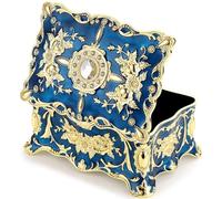 YWHWXB Vintage-Schmuckschatulle aus Metall, kleine Schatztruhe mit mehreren Fächern, rechteckig, Schmuck-Organizer, Ohrringe, Ringe, Halsketten, Armbänder, Aufbewahrungsbox, ideale Andenken-Box für