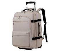 YWJLQH Trolley Rollkoffer Rucksack Reisetasche Laptoprucksack Kabinentrolley mit Strukturiertem Organizer System Stabilem Teleskopgriff Und Sicheren, Beige
