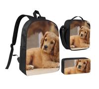 YXDVPALNE Cocker Spaniel Welpe Kleiner Spaniel Hunde Haustiere, Studenten Rucksack, Lunchtasche, Federmäppchen, 3-teiliges Set