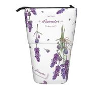 YXDVPALNE Lavendel auf Vintage Bunte Provence, Teleskop-Federmäppchen, Ständer-Federmäppchen mit Reißverschluss-Stiftetasche