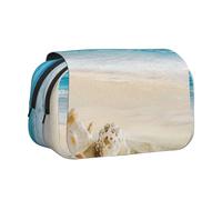 YXDVPALNE Muscheln Sand Doppeltes Clamshell-Stifteetui, tragbares Bleistiftetui mit Reißverschluss