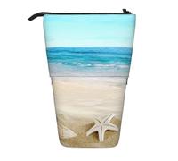 YXDVPALNE Muscheln Sand, Teleskop-Federmäppchen, Ständer-Federmäppchen mit Reißverschluss-Stiftetasche