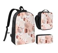YXDVPALNE Rose Gold Wave, Studenten Rucksack, Lunchtasche, Federmäppchen, 3-teiliges Set
