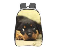 YXDVPALNE Rottweiler Hunde Süße Hunde Welpen Haustiere Klein, 16 Zoll Rucksack Casual Daypack Transparent Rucksack Wasserabweisend Schultasche