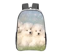 YXDVPALNE Samojede Welpen Weiße Hunde Familie Kleine Samojeden, 16 Zoll Rucksack Casual Daypack Transparent Rucksack Wasserabweisend Schultasche