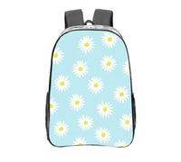 YXDVPALNE Süße Gänseblümchen Blume Blumen blau, 16 Zoll Rucksack Casual Daypack Transparent Rucksack Wasserabweisend Schultasche