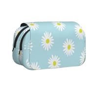 YXDVPALNE Süße Gänseblümchen Blume Blumen blau Doppeltes Clamshell-Stifteetui, tragbares Bleistiftetui mit Reißverschluss