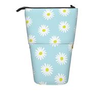 YXDVPALNE Süße Gänseblümchen Blume Blumen blau, Teleskop-Federmäppchen, Ständer-Federmäppchen mit Reißverschluss-Stiftetasche