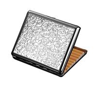 YXZN Metall Zigarettenetui für Herren und Damen Portable Ultradünne Zigarettenschachtel für 20 Zigaretten,Silver,10.3X1.6X8.3CM