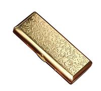 YXZN Metall Zigarettenetui für Männer und Frauen verlängern ultradünne tragbare Zigarettenhalter Edelstahl Zigarettenschachtel,Gold,108X46X20MM