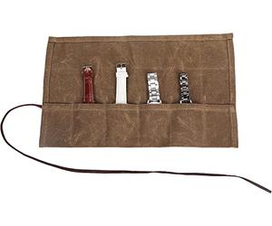 YYchan Uhrenbox für 6 Uhren,Uhrenkasten,Uhrenetui Reise,Werkzeugrolle,Handgefertigte Uhrenkoffer,gewachstem Segeltuch Uhrenrolle,Uhrenarmband Organizer Tasche, Uhrenschatulle,Geschenke für Männer