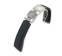 YYCHER Uhrenzubehör-Band für Rolex Daytona Black Water Ghost Submariner Serie Herren, 20 mm, Gummi-Uhrenarmband (Armbandfarbe: Grün, Bandbreite: 20 mm mit Logo)