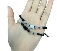 YYDPYZBD Armband 2pcs Natürliche Mondstein Obsidian Armbänder Paar Minimalistisches Handgefertigte Katze Party Geschenke-2 Stück