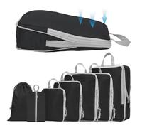 YYDSLEE Komprimierbaren Packwürfeln Ihres Reisegepäcks Compression Packing Cubes 7-teilig Kofferorganizer Set für Reise Leichtgewicht Packtaschen Set & Gepäck Organizer für Rucksack & Koffer (Schwarz)