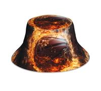 YYHHAOFA Basketball auf Feuer und Wasserflammenspritzer, reflektierender Fischerhut, leicht, atmungsaktiv, faltbar, für Damen und Herren, Schwarz